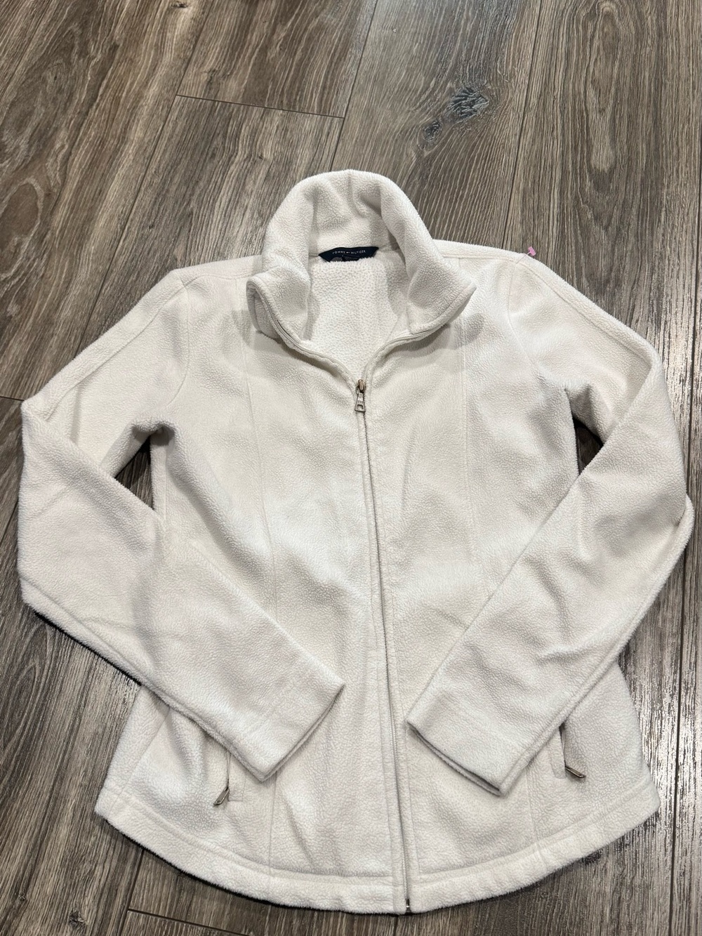 Tommy Hilfiger Cream Full-Zip Teddy Fleece Jacket